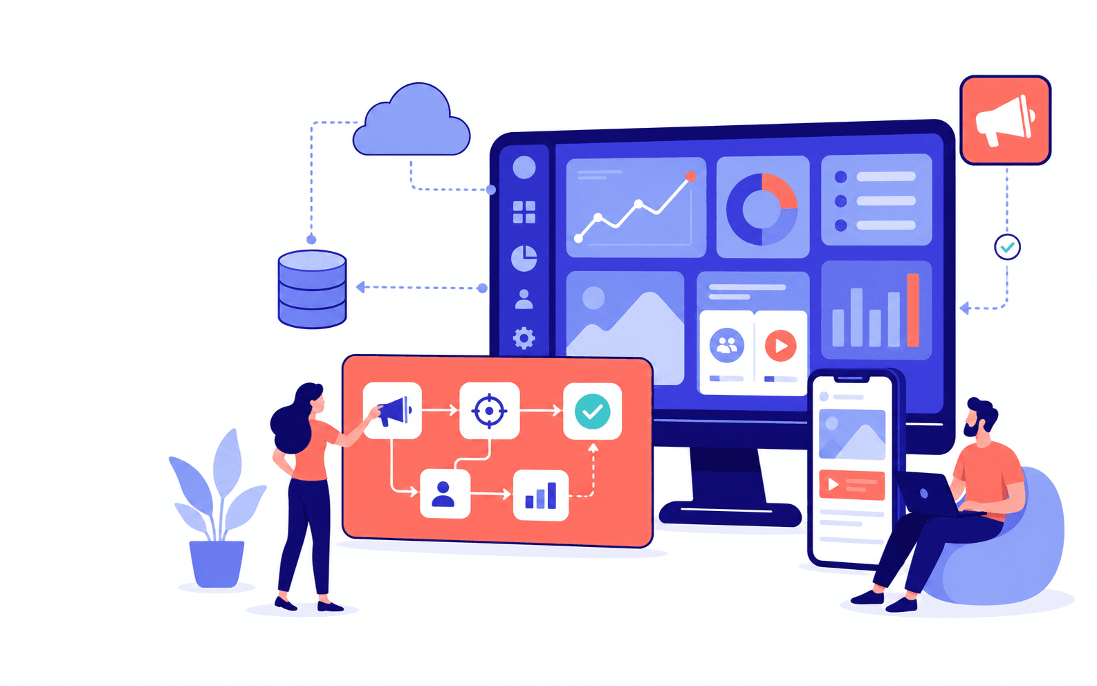 Dashboard and mobile software interface illustration